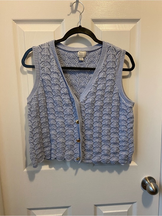 a new day Tops - a new day Baby Blue Scallop Knit Sweater Vest